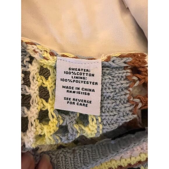 525 America Fauxchet Colorful Cami Crochet XS Beachy Boho Resort Vacation Hippie - Picture 8 of 9